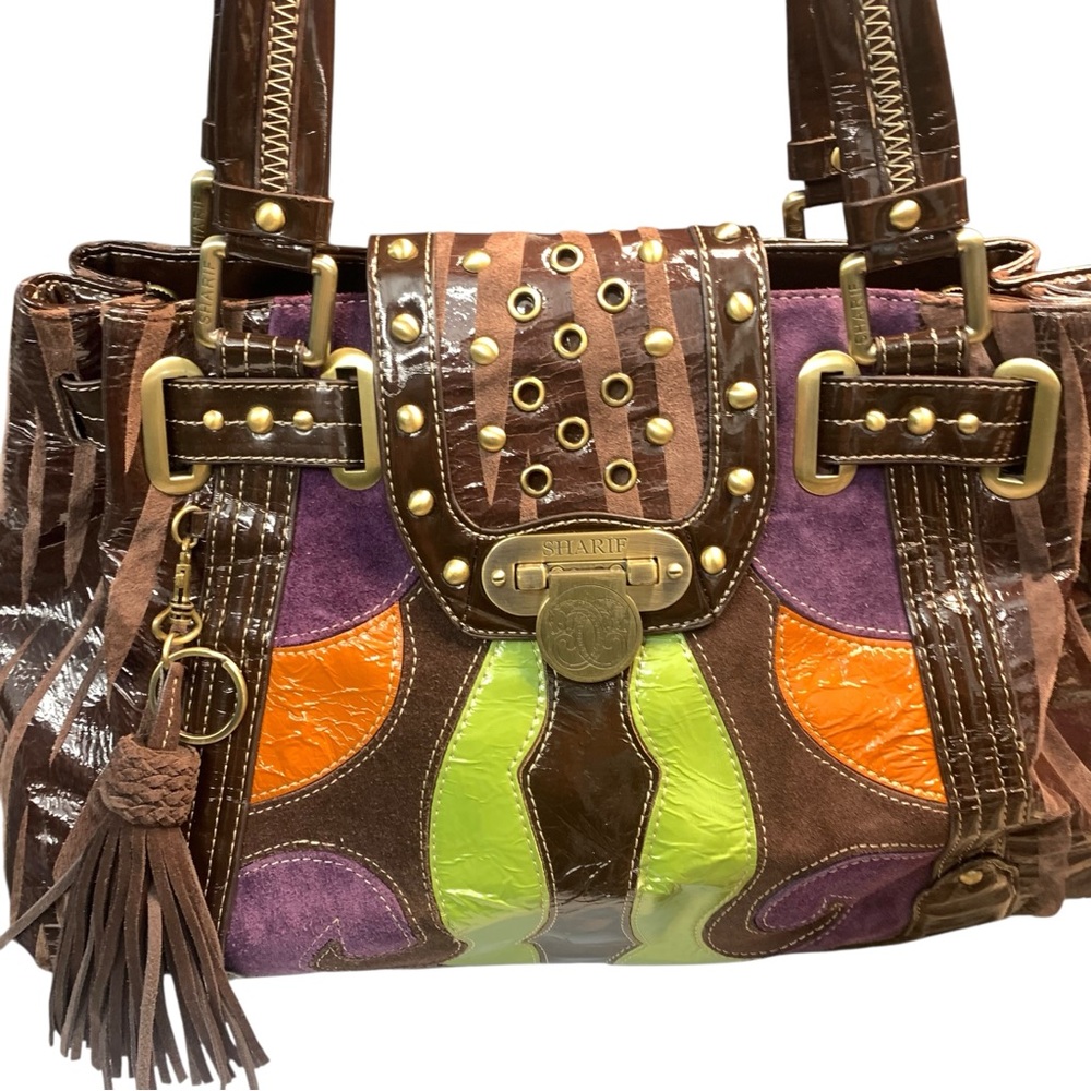 Sharif Patchwork Multicolor Leather Shoulder Bag - image 3